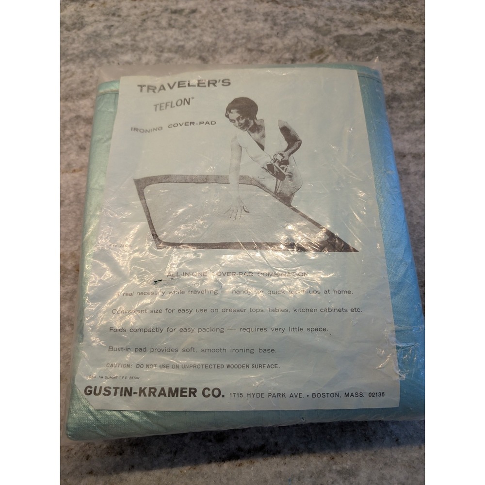 Vintage Traveler's Teflonโ Ironing Cover-Pad Mint Metallic Gustin Kramer Co